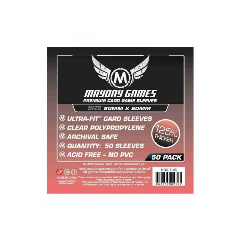 80x80 mm bustine protettive trasparenti MayDay - 50 bustine MDG7145 - accessorio per giochi