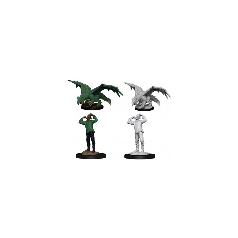 Green Dragon Wyrmling and Afflicted Elf (2 Units) - D&D Nolzur's Marvelous Unpainted Miniatures - accessorio per giochi