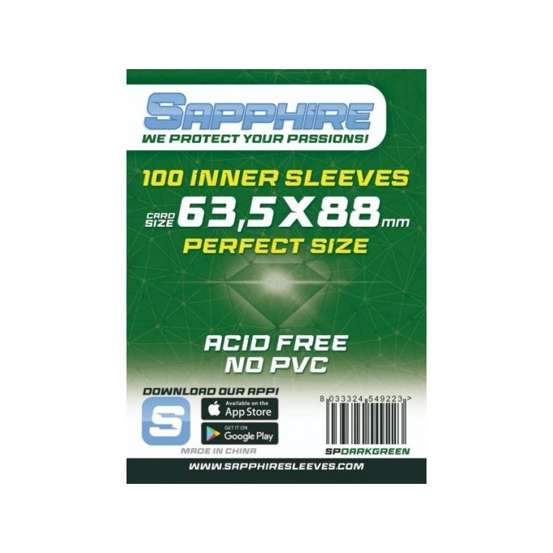 63,5x88 mm bustine protettive trasparenti Sapphire Perfect Size DARKGREEN(100 bustine) - accessorio per giochi