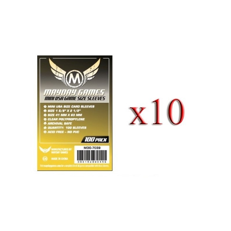 BUNDLE 10 pezzi 41x63 mm bustine (USA mini YELLOW) - 100 bustine - accessorio per giochi