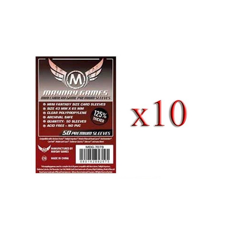 BUNDLE 10 pezzi 43x65 mm bustine (Chimera Premium RED) - 50 bustine - accessorio per giochi
