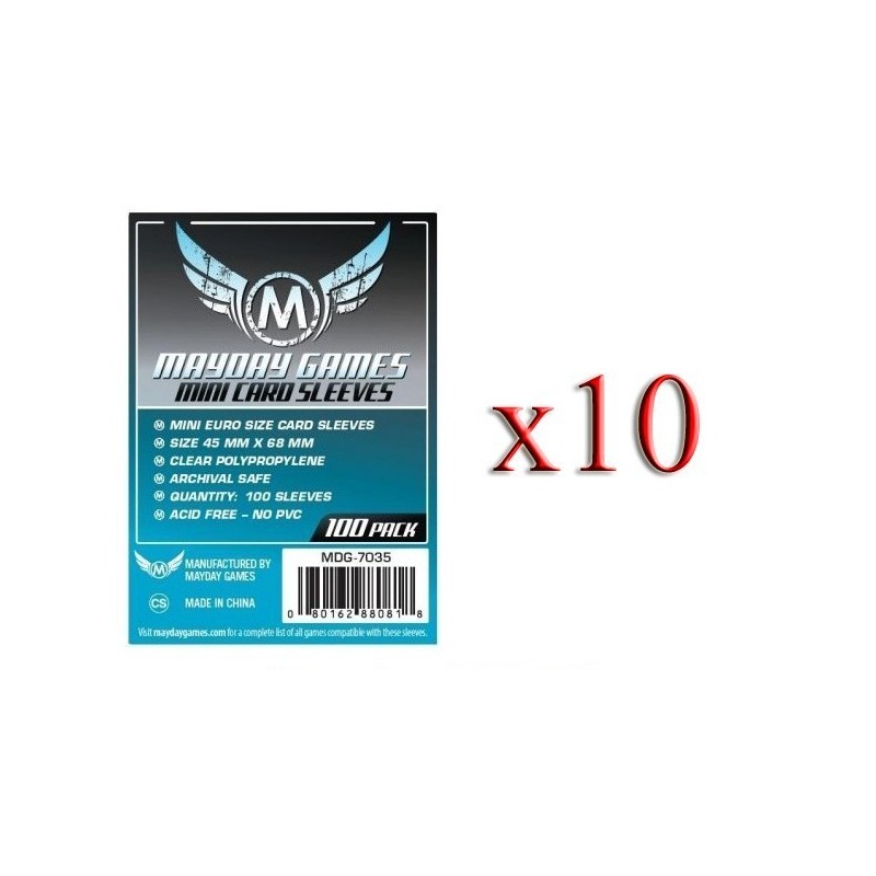BUNDLE 10 pezzi 45x68 mm bustine (standard Euro mini BLUE) - 100 bustine - accessorio per giochi