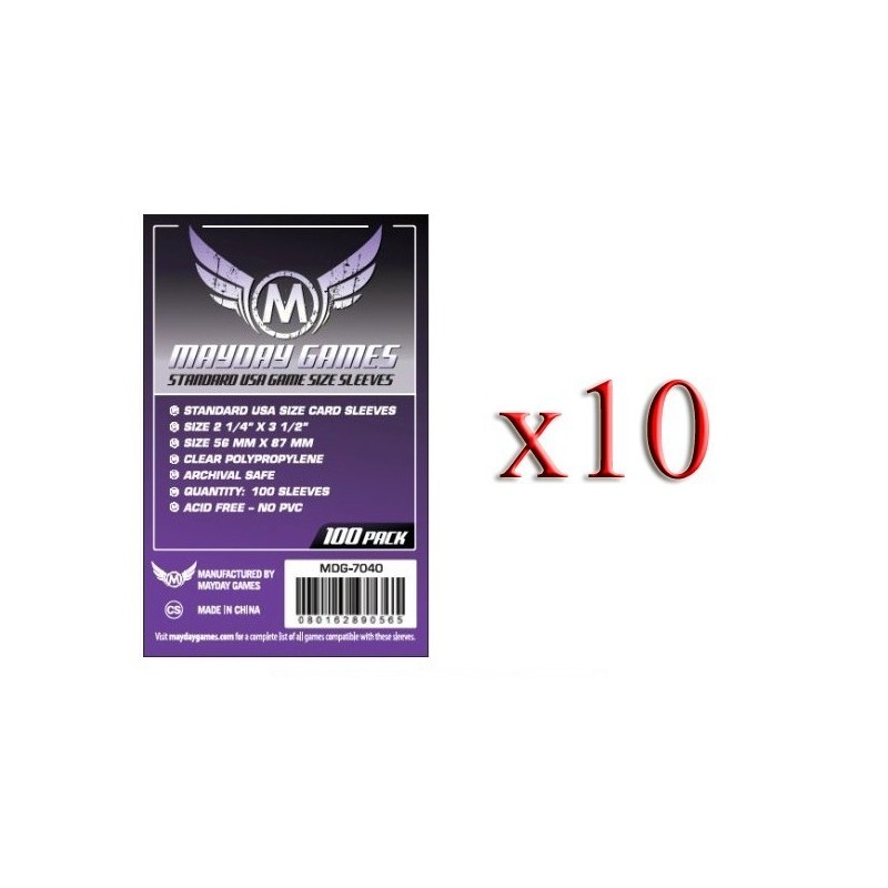 BUNDLE 10 pezzi 56x87 mm bustine (USA standard PURPLE) - 100 bustine - accessorio per giochi