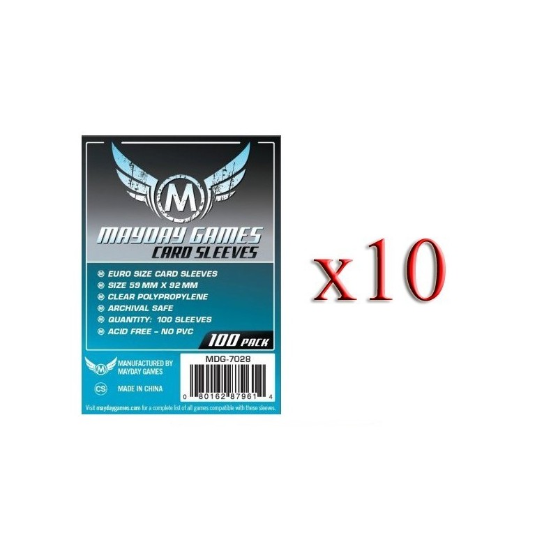 BUNDLE 10 pezzi 59x92 mm bustine (Euro standard BLUE) - 100 bustine - accessorio per giochi