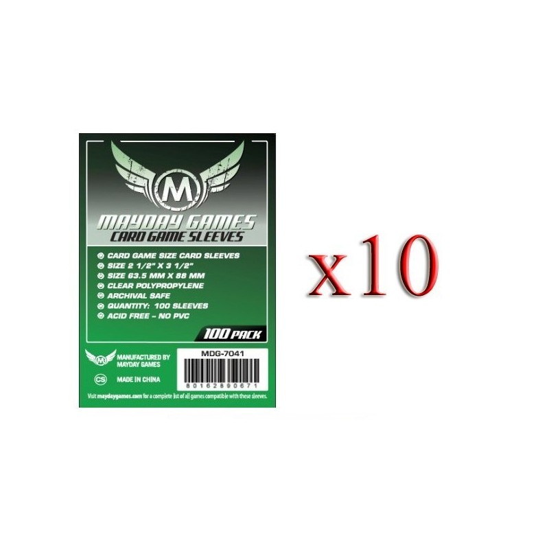 BUNDLE 10 pezzi 63,5x88 mm bustine (standard GREEN) - 100 bustine - accessorio per giochi