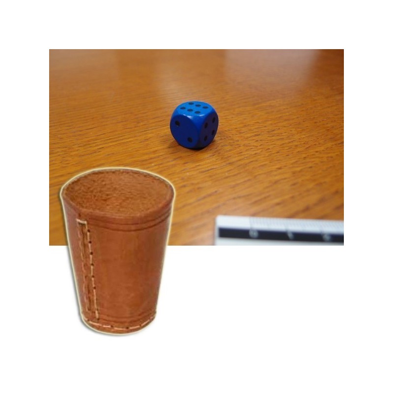 BUNDLE Bicchiere in cuoio lancia dadi + 5 dado blu 16 mm - accessorio per giochi