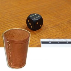 BUNDLE Bicchiere in cuoio lancia dadi + 5 dado nero 16 mm