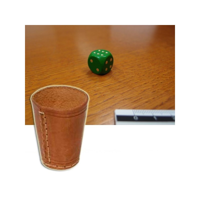 BUNDLE Bicchiere in cuoio lancia dadi + 5 dado verde 16 mm - accessorio per giochi