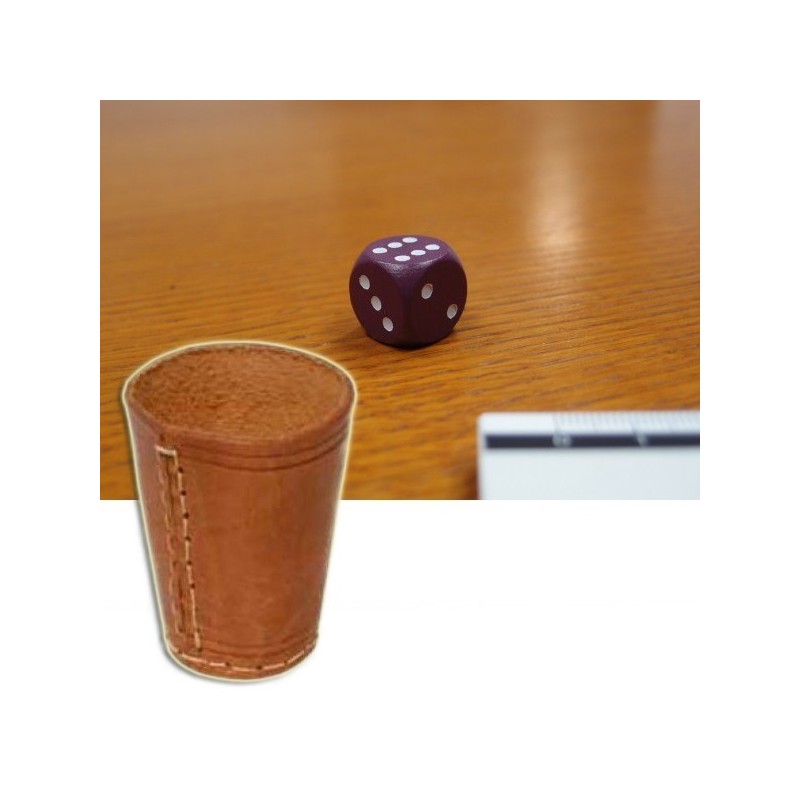 BUNDLE Bicchiere in cuoio lancia dadi + 5 dado viola 16 mm - accessorio per giochi