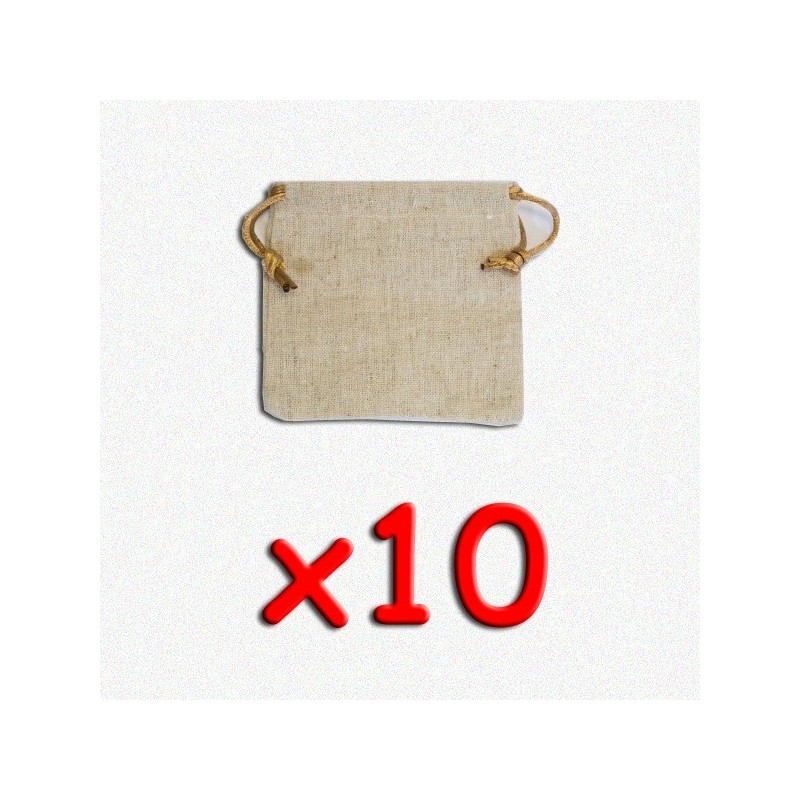 BUNDLE Flax Dice Bags 10x10 cm (sacchetto per dadi, 10 pezzi) - accessorio per giochi