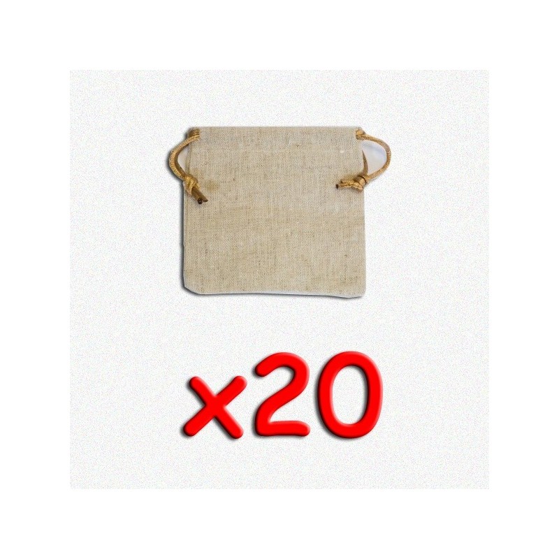 BUNDLE Flax Dice Bags 10x10 cm (sacchetto per dadi, 20 pezzi) - accessorio per giochi