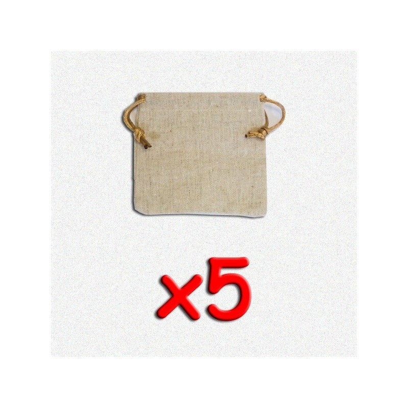 BUNDLE Flax Dice Bags 10x10 cm (sacchetto per dadi, 5 pezzi) - accessorio per giochi