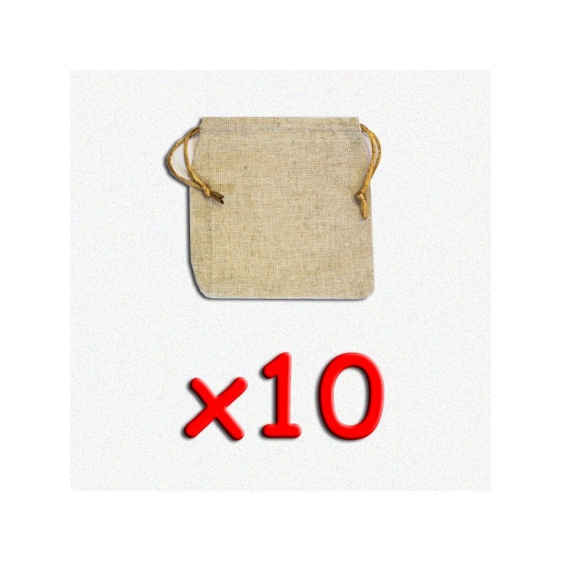 BUNDLE Flax Dice Bags 12x12 cm (sacchetto per dadi, 10 pezzi) - accessorio per giochi