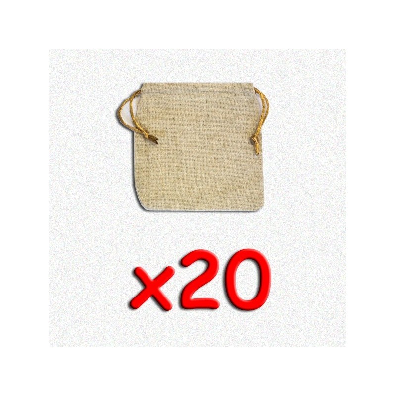 BUNDLE Flax Dice Bags 12x12 cm (sacchetto per dadi, 20 pezzi) - accessorio per giochi