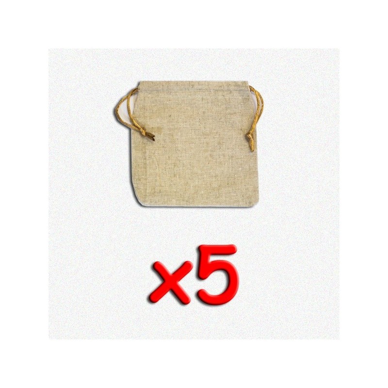 BUNDLE Flax Dice Bags 12x12 cm (sacchetto per dadi, 5 pezzi) - accessorio per giochi