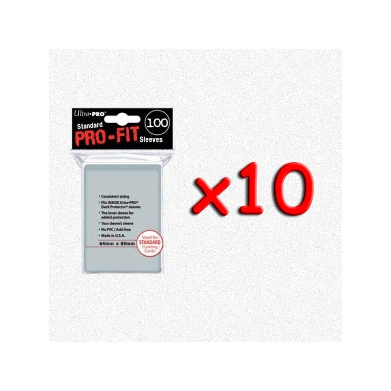 BUNDLE UltraPro - Bustine protettive trasparenti PRO-FIT 64x89 (100 bustine) - 10 pezzi - accessorio per giochi