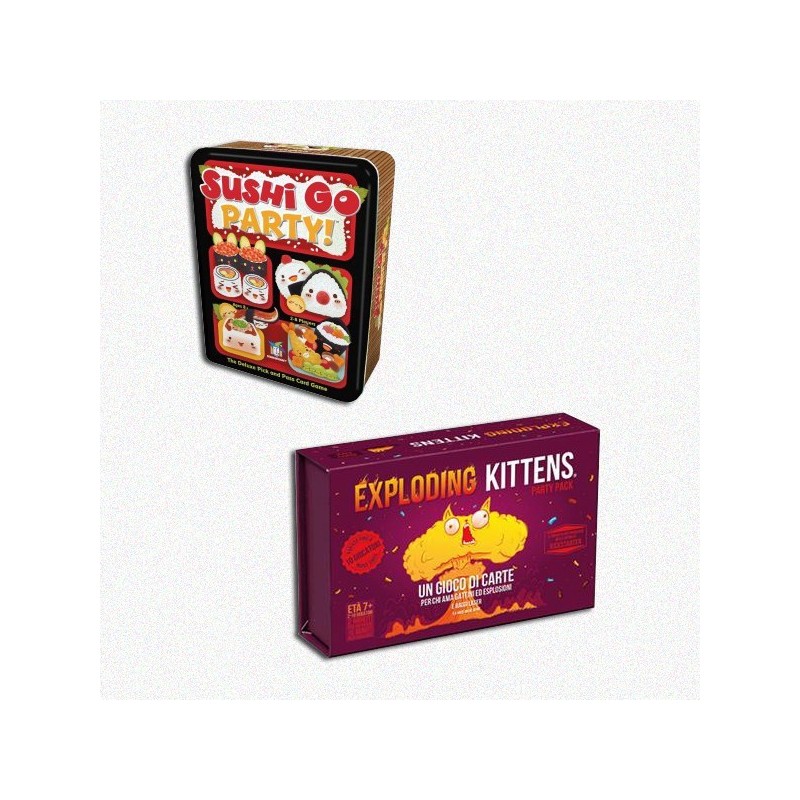 BUNDLE PARTY 2: Party Pack: Exp. Kittens ITA + Sushi Go Party ITA - gioco da tavolo