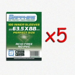BUNDLE 5 pezzi 63,5x88 mm bustine protettive trasparenti Sapphire Perfect Size DARKGREEN (100 bustine)
