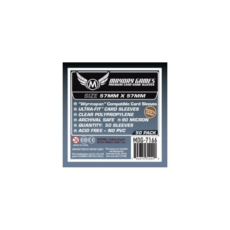 57x57 mm bustine protettive trasparenti MayDay Premium (Wyrmspan) - 50 bustine MDG7166 - accessorio per giochi