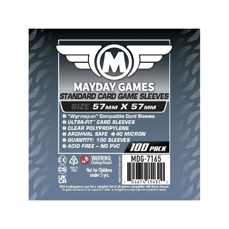 57x57 mm bustine protettive trasparenti MayDay (Wyrmspan) - 100 bustine MDG7165 - accessorio per giochi