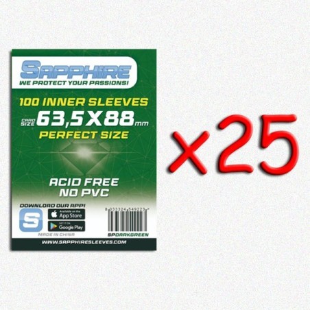 BUNDLE 25 pezzi 63,5x88 mm bustine protettive trasparenti Sapphire Perfect Size DARKGREEN (100 bustine)