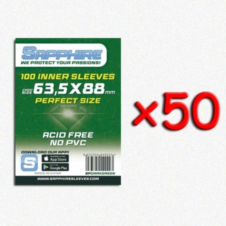 BUNDLE 50 pezzi 63,5x88 mm bustine protettive trasparenti Sapphire Perfect Size DARKGREEN (100 bustine)