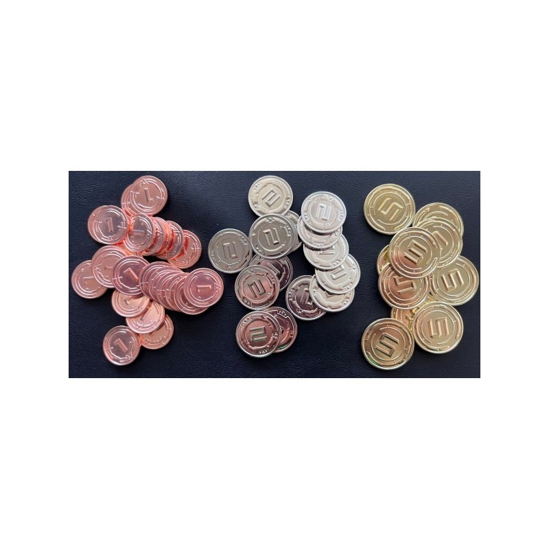 Set 50 monete in metallo (50 Metal Sci-Fi Coin Board Game Upgrade Set) - accessorio per giochi