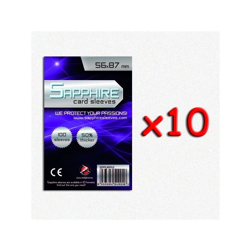 BUNDLE 10 pezzi 56x87 mm bustine protettive trasparenti Sapphire (100 bustine)(Purple) - accessorio per giochi