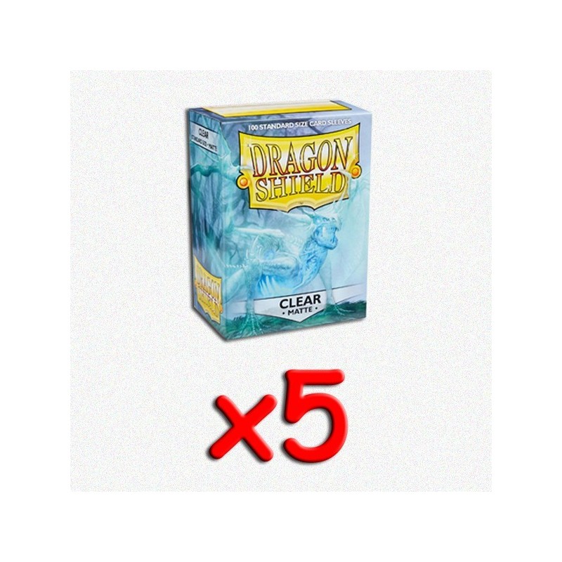 BUNDLE 5 pezzi Dragon Shield - Bustine protettive Standard Matte Clear (100 bustine) - accessorio per giochi