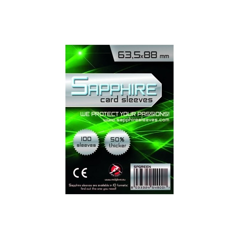 63,5x88 mm bustine protettive trasparenti Sapphire VERDE (100 bustine)(Green) - accessorio per giochi