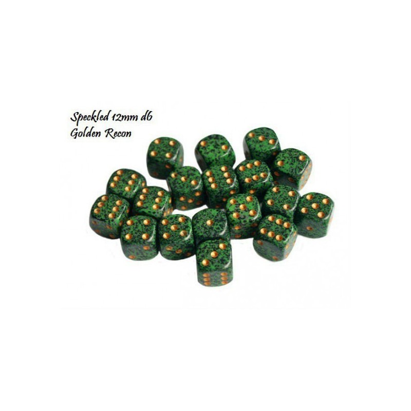 Set 36 dadi D6 Golden Recon 12mm Speckled (giallo/verde puntinato) CHX25935 - accessorio per giochi