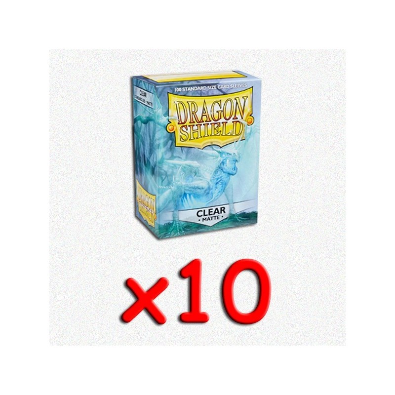 BUNDLE 10 pezzi Dragon Shield - Bustine protettive Standard Matte Clear (100 bustine) - accessorio per giochi