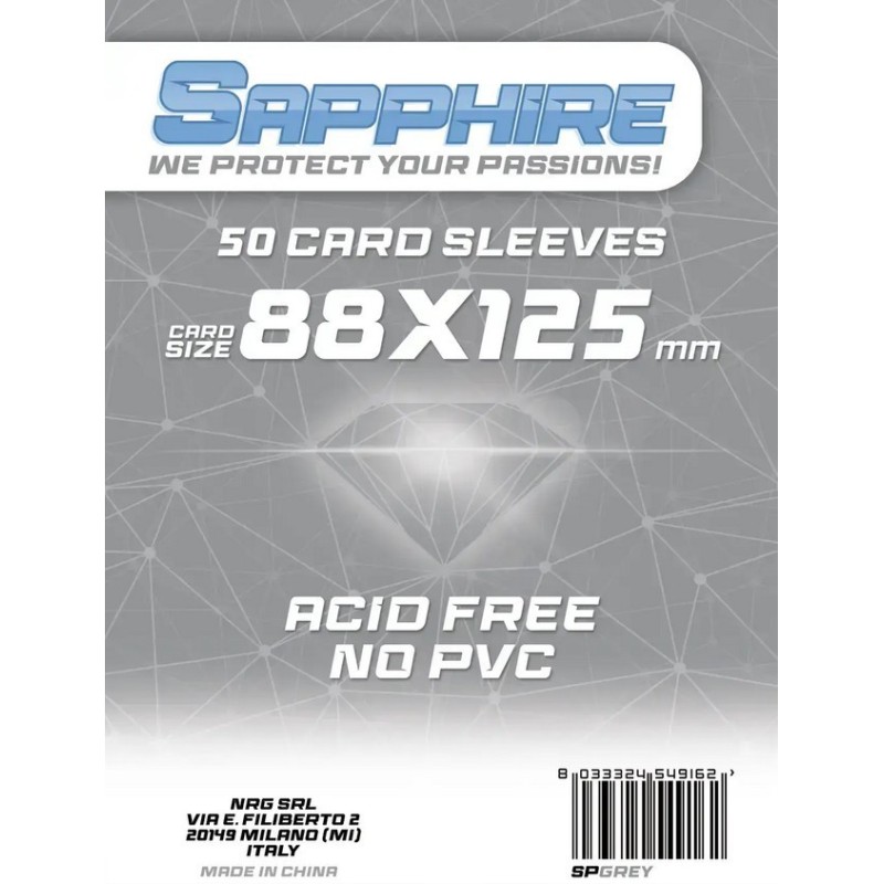 88x125 mm bustine protettive trasparenti Sapphire GRIGIO (50 bustine)(Grey) - accessorio per giochi