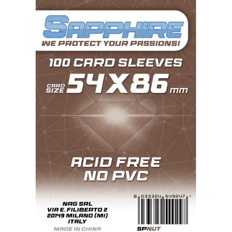 54x86 mm bustine protettive trasparenti Sapphire NUT (100 bustine) - accessorio per giochi