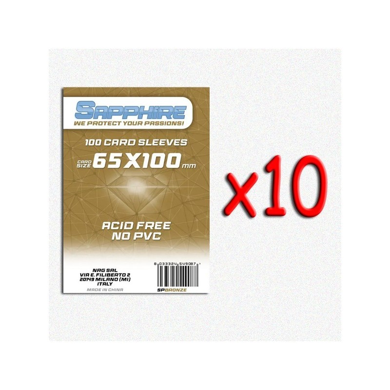 BUNDLE 10 pezzi 65x100 mm bustine trasparenti Sapphire (100 bustine)(Bronze) - accessorio per giochi