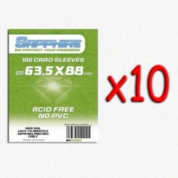BUNDLE 10 pezzi 63,5x88 mm bustine protettive trasparenti Sapphire (100 bustine)(Green)