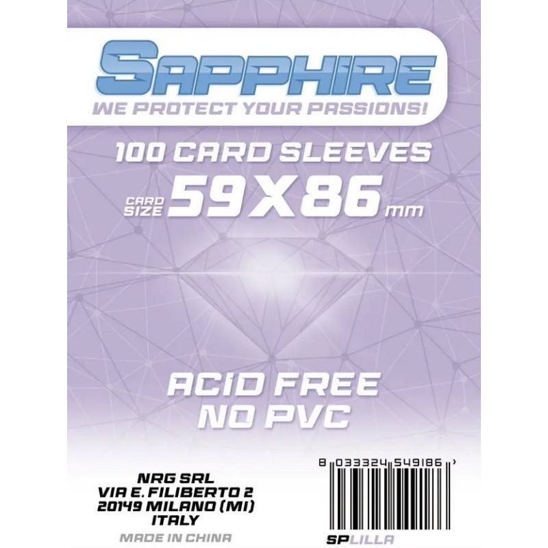 59x86 mm bustine protettive trasparenti Sapphire LILLA (100 bustine) - accessorio per giochi