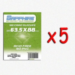 BUNDLE 5 pezzi 63,5x88 mm bustine protettive trasparenti sapphire VERDE (100 bustine)(Green)