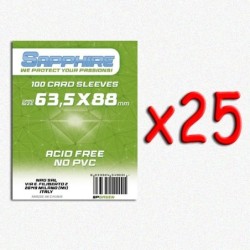 BUNDLE 25 pezzi 63,5x88 mm bustine protettive trasparenti Sapphire VERDE (100 bustine)(Green)