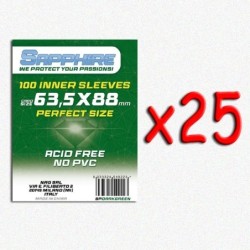 BUNDLE 25 pezzi 63,5x88 mm bustine protettive trasparenti Sapphire Perfect Size DARKGREEN (100 bustine)
