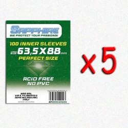 BUNDLE 5 pezzi 63,5x88 mm bustine protettive trasparenti Sapphire Perfect Size DARKGREEN (100 bustine)