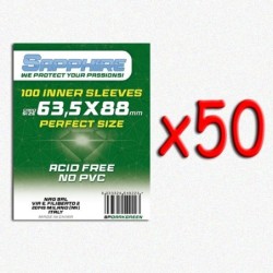 BUNDLE 50 pezzi 63,5x88 mm bustine protettive trasparenti Sapphire Perfect Size DARKGREEN (100 bustine)