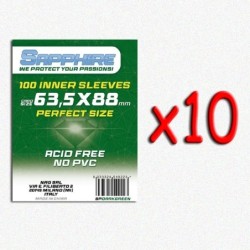 BUNDLE 10 pezzi 63,5x88 mm bustine protettive trasparenti Sapphire Perfect Size DARKGREEN (100 bustine)