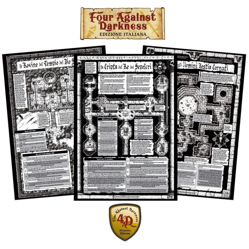 Meandri Oscuri (3 Mappe): Four Against Darkness ITA - gioco da tavolo