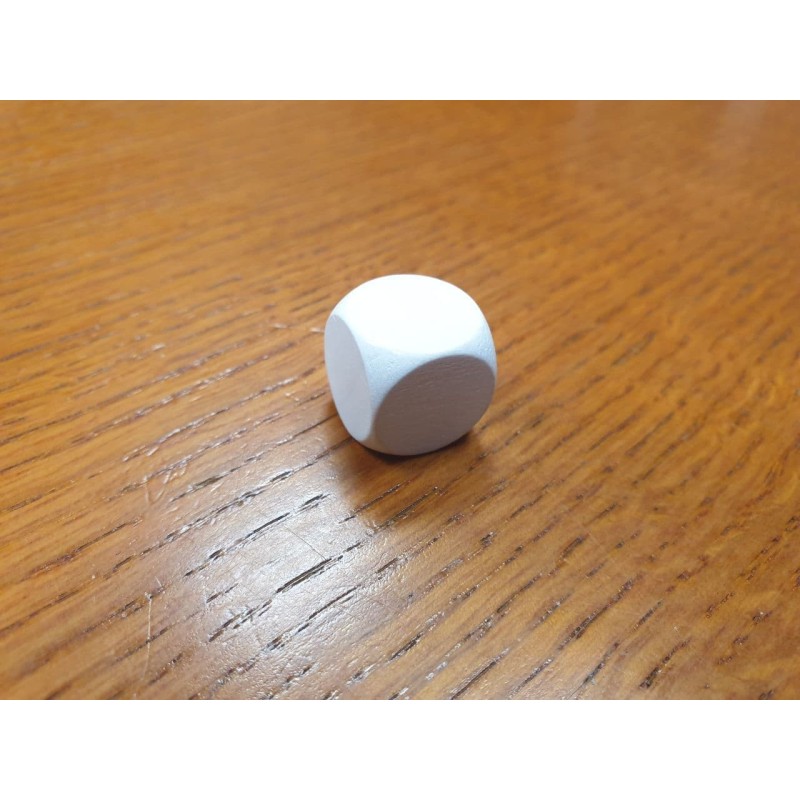 Dado d6 16mm vuoto Bianco (in legno) - accessorio per giochi