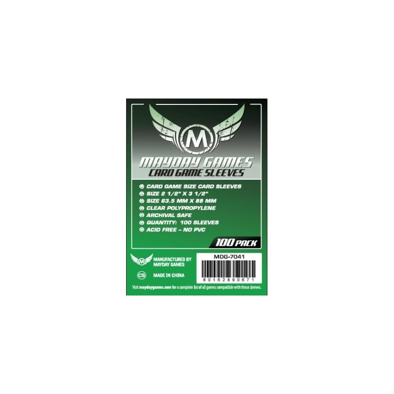 63,5x88 mm bustine protettive trasparenti MayDay (standard GREEN) - 100 bustine MDG7041 - accessorio per giochi