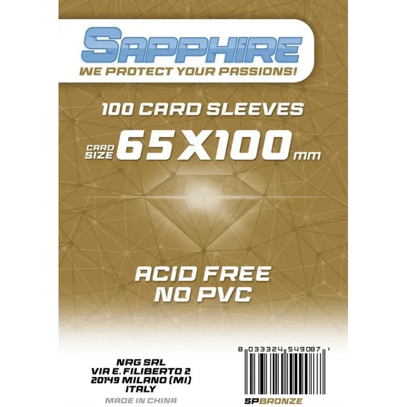 65x100 mm bustine trasparenti Sapphire (100 bustine)(Bronze) - accessorio per giochi