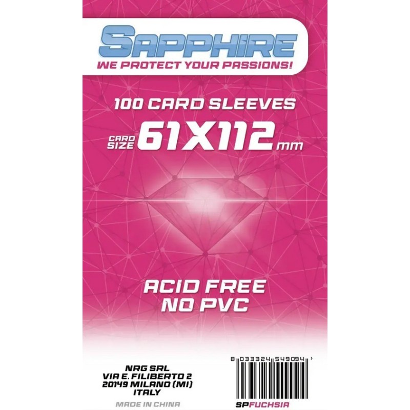 61x112 mm bustine trasparenti Sapphire (100 bustine)(Fucsia) - accessorio per giochi