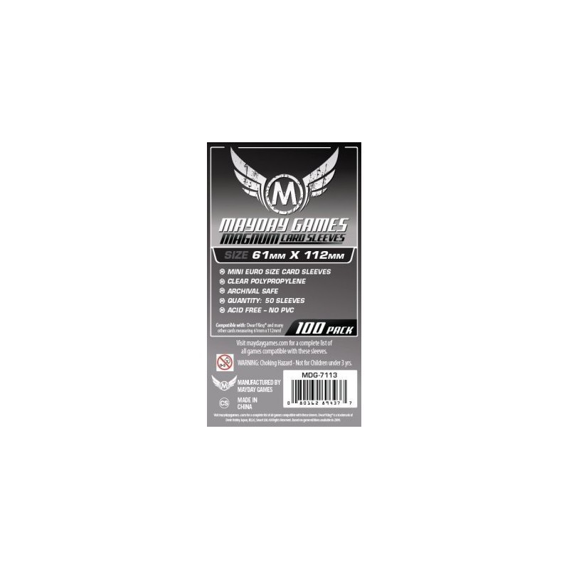 61x112 mm bustine protettive MayDay - 100 bustine MDG7113 - accessorio per giochi