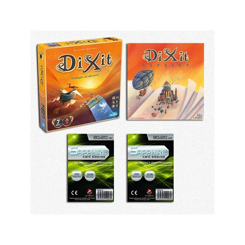 SAFEBUNDLE Dixit (New Ed.) + Dixit Odyssey + bustine protettive - gioco da tavolo